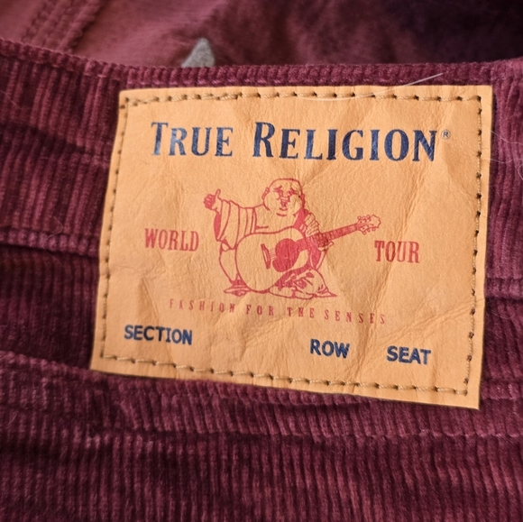 True Religion Halle Mid Rise Burgundy Corduroy Skinny Jeans 33 - Picture 6 of 9